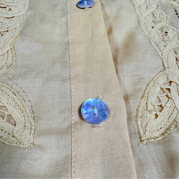 Rene Margo Women’s Button Up Shirt 100% Ramie with Mother of Pearl Buttons Sz XL - Picture 5 of 8